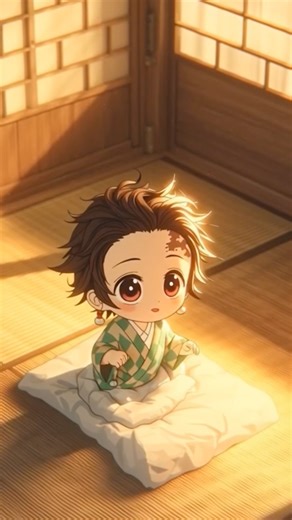 “Baby Tanjiro Cute Moment 🤍| Demon Slayer Chibi Version”#foryou #trending