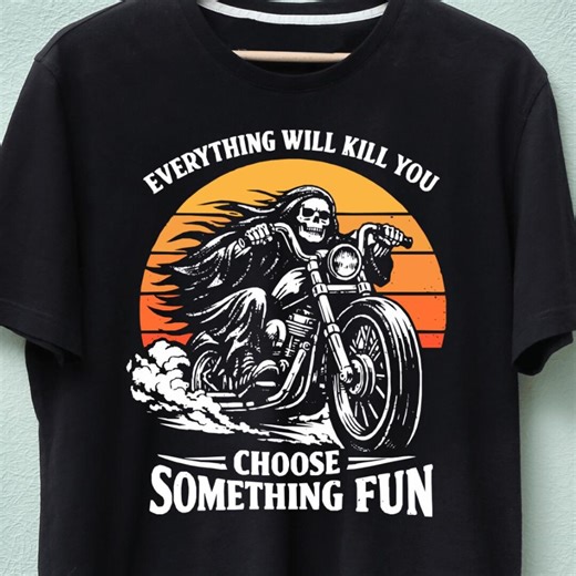 Skeleton Biker Retro Sunset Graphic (SVG, PNG) - Etsy