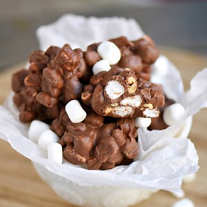 19K views · 32 reactions | Rocky Road Peanut Clusters are made in the microwave and use only FIVE ingredients. A simple, delicious, easy candy recipe that everyone will enjoy! https://www.momontimeout.com/rocky-road-peanut-clusters/ | Easy Good Recipes and More | Facebook