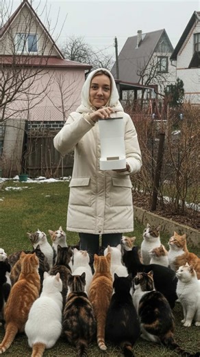 #котики #коты #девушка #зима