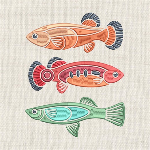 Colorful Fish Embroidery Design, Ocean Animal Machine Embroidery File, Tropical Fish Pattern for Clothes, Instant Download - Etsy