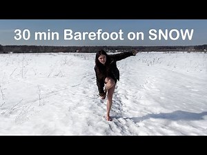 Alena Walking Barefoot on SNOW, Barefoot on Snow, Feet on Snow, Snow Feet, Frozen Feet (# 1395)