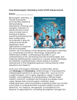 Biinorganic Chemistry & STEM - No Prep -Science Worksheet - 100% Editable