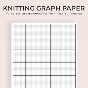 Knitting Graph Paper Printable PDF | Crochet & Stitch Chart Template | A4 A5 Letter 6x9 | Editable Pattern Design Sheet - Etsy Canada