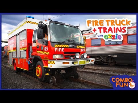 Train & Fire Truck Train Educational Videos 🚂 Trains for Kids