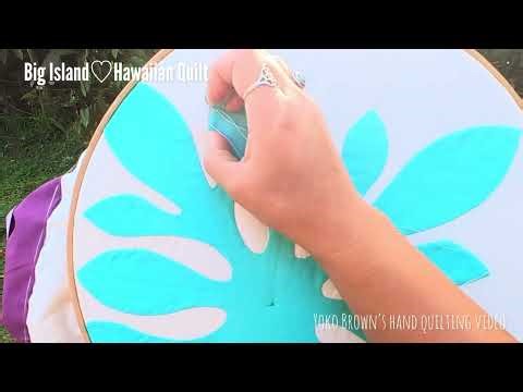 Hand Quilting a Hawaiian Quilt in the Garden | Relaxing & Peaceful
