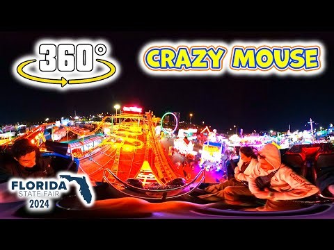 [4K VR 360°] Crazy Mouse - Spinning Wild Mouse Coaster | On-ride POV | Florida State Fair 2024