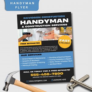 EDITABLE Handy Man Flyer, Flyer Template, Handy Man Services, Home Remodel Marketing, Home Renovation Advertisement, Canva Template - Etsy