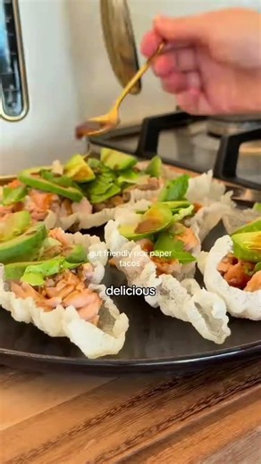 Gut Friendly Salmon Rice Paper Tacos | Healthy High-Protein Taco Recipe 🌮🐟