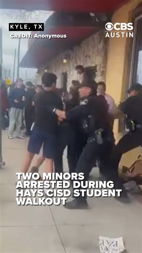 131K views · 1.1K reactions | Kyle Police arrested two minors during the Hays CISD student walkout on Monday. MORE: https://cbsaustin.com/news/local/central-texas-students-continue-walking-out-of-class-to-protest-ice-operations | CBS Austin | Facebook