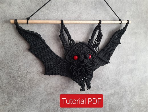 Easy Macrame Bat Pattern for Beginners, Spooky Bat Tutorial, Do It Yourself Halloween Decoration - Etsy