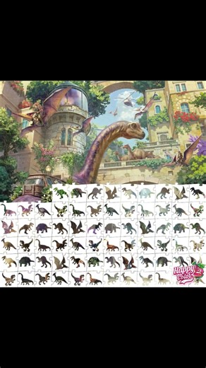Dinosaur Life Mystery Puzzle Picture #coloringbook #happycolor