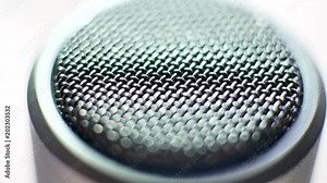 Microphone in true macro close up for amusic or sound studio concept. Studio microphone on recording studio. Music equipment