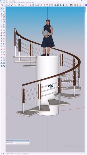Nice Tower on Instagram: "Spiral staircase magic! ✨ @nice_tower Here’s a clean and modern stair design created in SketchUp—smooth curves, detailed railings, and a fully realistic flow between levels. Perfect inspiration for interiors, architecture projects, or anyone who loves beautiful 3D modeling! . . In this tutorial the Shape Bender plugin is use which is free and available in Nice towers website for download. . . @nice_tower @nice_tower_pro . . #SketchUp #StairDesign #nicetower #3DArt #Arch