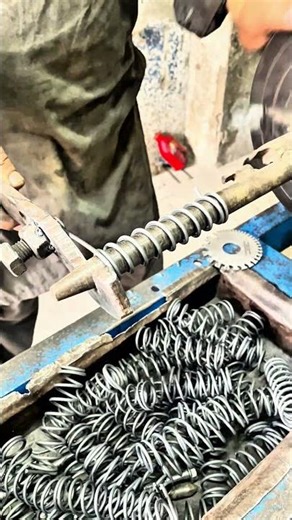 Raw Wire Turning Into Perfect Spring on Lathe 🔥 Handmade Spring Making