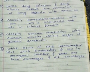 Define drug absorption & drug misuses. Explain two mechanisms o... | Filo