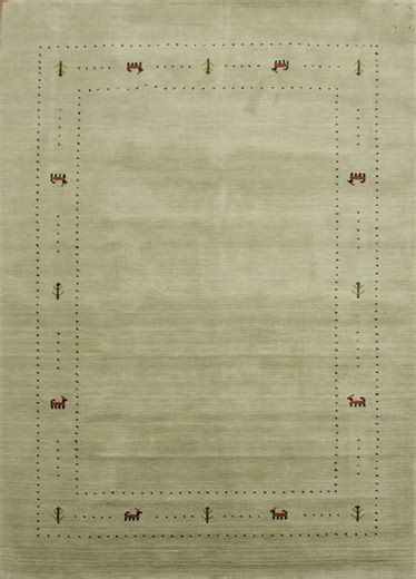 Modern Minimal Pale Green Gabbeh Rug 5x8 ft