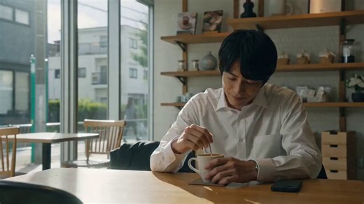 作成例3：ドラマのワンシーン最後に、ドラマのワンシーンが作れるか検証してみました。自分が映画監督になったように、「ここでシーンが切り替わり」「ここで人物がどうする」といった細かい指示をすることで、思い描くイメージに近くなることがわかりました。プロンプトはこちら「日本人の男性が朝のカフェでコーヒーを飲んでいる。そこに一本の電話が入り、男性は電話に出る「もしもし」。電話から何か重大なことを告げられた男性は、驚いた表情になる。驚いた表情にカメラアップ。「すぐに行く」と電話で伝えた後、男性はレジ向かいレジ前のシーンに。男性はレジの女性にQR決済で支払いをする。店の外のシーンに切り替わる。男性は走ってどこかに向かう。BGMはピアノの静かな旋律。」めっちゃ簡単なプロンプトです。驚いた表情にカメラアップが昭和っぽかったり、レジの女性がなぜかQR決済をしているので、そのあたりはもっと細かく指示を出すことで改善はできそうだなと思います。