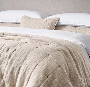 [Hot Item] Pure Linen Coverlet Embroidery Cross Stitching Washed Linen Quilt