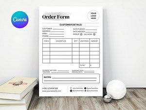 Custom Order Form Template, Order Form Template, Canva Order Form, Order Form Editable, Modern Order Form, Purchase Order Form Template - Etsy UK