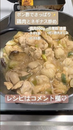 【ポン酢でさっぱり✨鶏肉とネギナス炒め】#お弁当 #節約 #時短 #自炊 #料理 #cooking #料理動画 #レシピ #レシピ動画