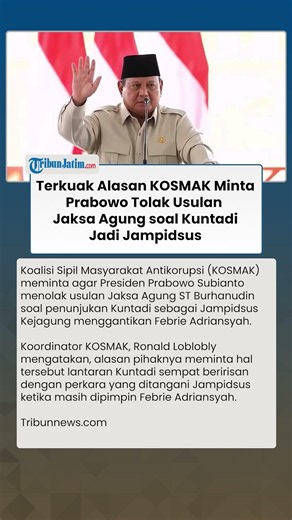 Ini Alasan KOSMAK Surati Presiden! Tolak Kuntadi Jadi Jampidsus Pilihan Jaksa Agung