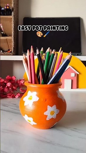 Pot Painting Art Tutorial 🎨 | Best DIY Desk Organizer Idea #artboxbysiddhi #potpainting #artwork