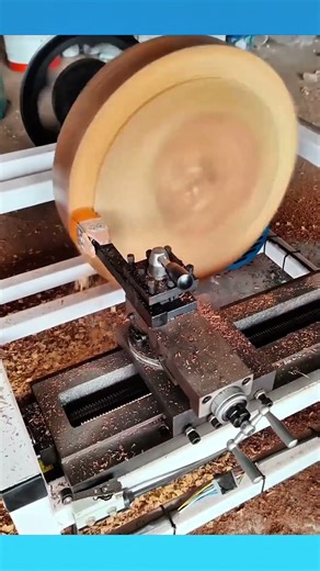 Smoothing sections of tree wood that have been cut into round pieces, creating a clean, even surface