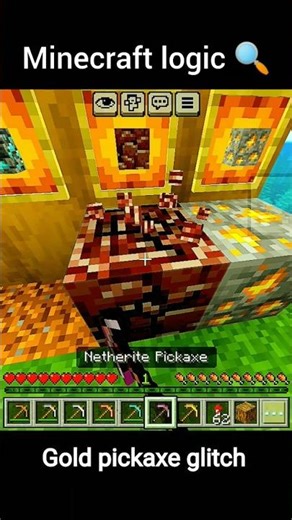 Minecraft logic golden pickaxe glitch 🔍