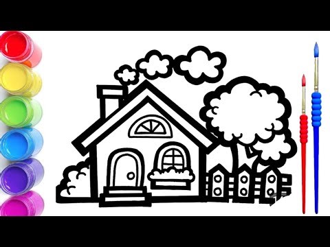 Easy House and Tree Drawing for Kids 🏡🌳 | Simple Scenery Drawing Step by Step