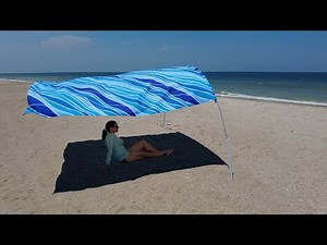 Homemade DIY BEACH SHADE CANOPY LARGE (How To Setup & Make Cordless Windproof Beach Tent Sun Shade