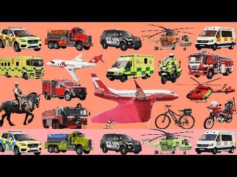 Learn emergency vehicles name for kids with fun examples! Police car, fire truck, rescue vehicles