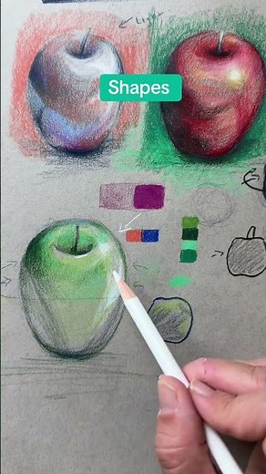 How to draw an apple - find shapes in the apple highlights #beginnerarttips #drawingtutorial