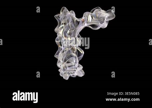 Abstract letter R made from crumpled clear plastic floating over black background Stock Video Footage - Alamy