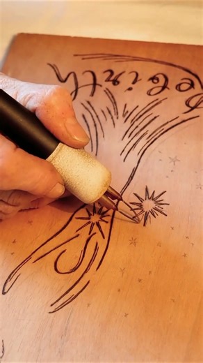 Spiritual Awakening Wood Pyrography Angel of Rebirth & Result, by Hand - Lettering, Brandmalerei