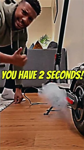 E-scooter battery exploding in a wooden floor.