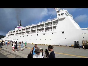 大型客船🚢小笠原丸父島出航 感動のお見送り！二見港フェリー乗り場より Touching Farewell at Futami Port