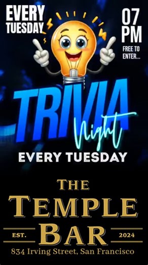 Are you smarter than the average patron? Do you like nice cocktails? Do you like a wide selection of draft beers? Do you like the best pint of #Guinness in the city? We can help you answer all these questions. Yes it's #trivia night here @templebarsf 7pm every Tursday #pubtrivia #TriviaNight | The Temple Bar San Francisco