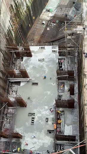 Aerial View of the concreted Mat Foundation and ongoing rebars (2025) @arki-knows