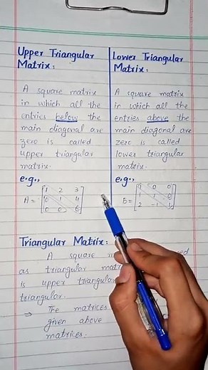 Difference between Upper Triangular Matrix and Lower Triangular Matrix | Chp # 3 | 11th Class Maths