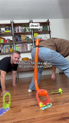 Some people can’t quite get the backwards tail challenge, could you? 🐒🍌 #partygames #gamenight