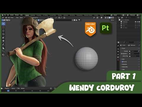 [PART 1 - Sculpting Head] Wendy Corduroy Character Modelling - Timelapse Blender Study