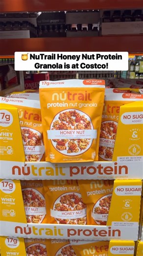 🍯 @Nutrail Honey Nut Protein Granola is my FAVORITE granola at Costco! #ad This delicious, sweet snack has 17g of protein per serving with a satisfying crunch...plus it’s gluten-free with no added sugar! 🙌🏼 Best of all, it comes in a huge Costco-sized 22oz. bag—perfect for sharing or stocking up! I’ve been using NuTrail Honey Nut Granola as a protein packed yogurt topper, but it’s also fantastic as a snack, breakfast, or recipe addition! 😋 I’m definitely stocking up while it’s at Costco, and