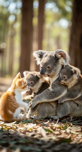 Best Cuddle Ever! Koala & Kitten 🥰🥺 Adorable Friends Forever #CuteAnimals #KoalaLove #KittenCuddle