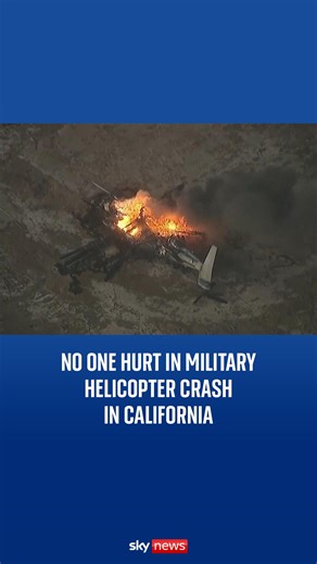 73K views · 341 reactions | Fire crews attend a burning helicopter at a military base in the US. The aircraft reportedly experienced an emergency in flight and crashed but amazingly, no one was injured. | Sky News | Facebook
