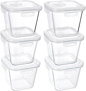 [6 Pack] Glass Soup Containers with Lids - 4 Cup 32 Oz Glass Storage Containers with Lids,Meal Prep Containers Reusable with Airtight Lid,Square Food Storage Salad Container for Lunch