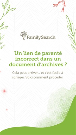 🔎 Un lien de parenté incorrect dans un document d’archives ? Cela peut arriver, mais c’est facile à corriger. Toutes les étapes sont détaillées dans cet article. 🔗 Vous trouverez le lien en commentaire 👇. 💡 Bon à savoir avant de commencer : • Toutes les fiches ne sont pas modifiables. • Si vous faites une erreur en créant ou modifiant un lien de parenté, consultez l’Historique des modifications pour annuler. 🌳 Chaque correction rend votre histoire familiale plus précise pour tous ! #FamilyS