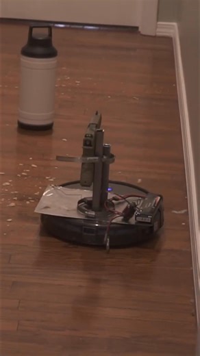 Angry Robot Vacuum Attacks! Watch it RUN from Bullets! | Officialduckstudios