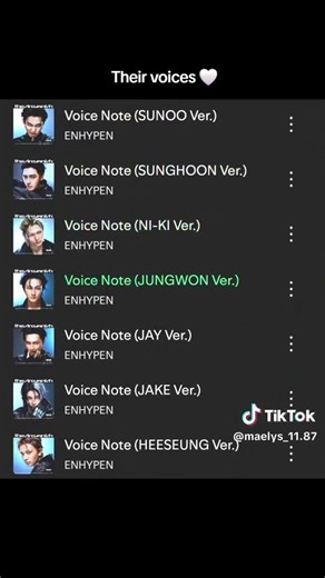enhypen voice notes #enhypen #kpop #ni_ki #sunoo #jungwon #jake #heeseung #sunghoon #jay #fyp #viral