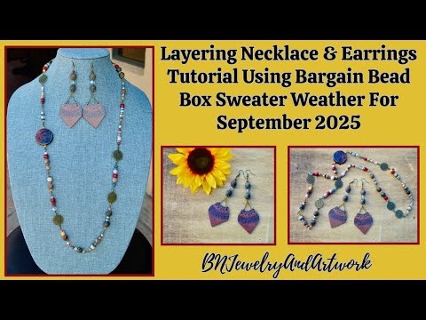 Layering Necklace And Earrings Tutorial Using Bargain Bead Box Sweater Weather #jewelry #beads #diy